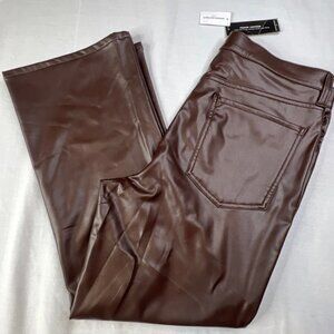 Banana Republic Vegan Leather Pants Cropped Boot Cut Brown Sz 31/12